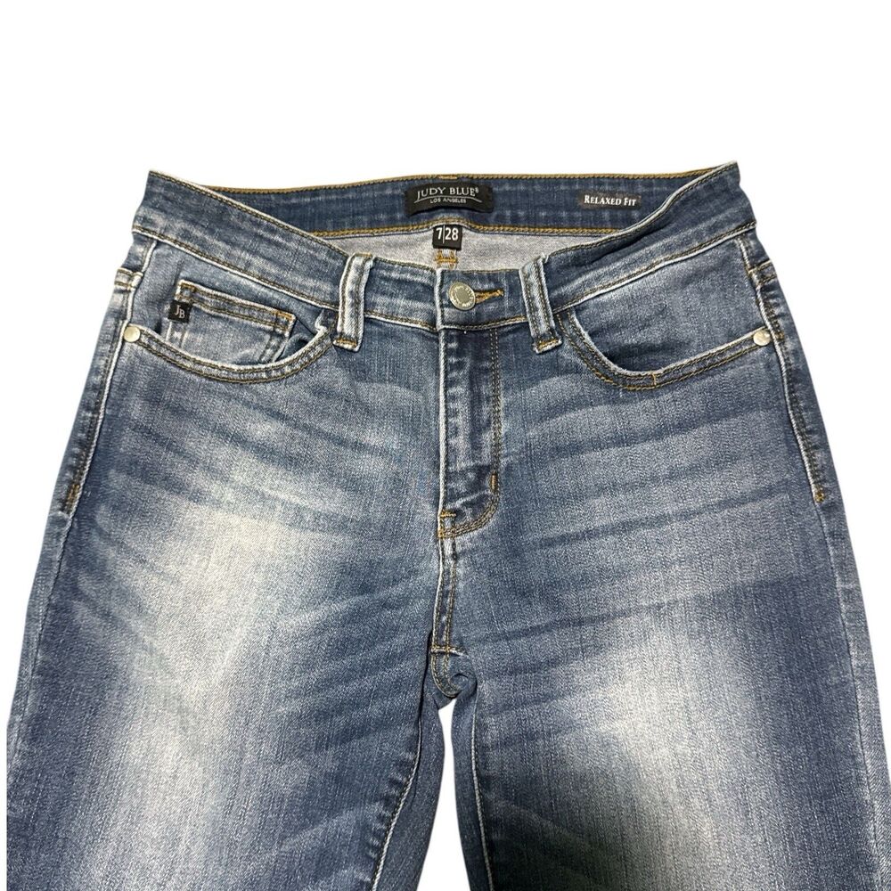Judy Blue Jeans 7/28 Abbey Relaxed Fit Straight Leg Mid Rise Stretch - Picture 2 of 6
